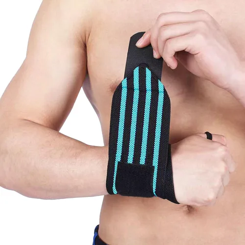 Miniatura 3 de Muñequeras para levantamiento de pesas, correas de muñeca de 18 pulgadas para levantamiento de pesas, muñequeras con bucle para el pulgar, Azul