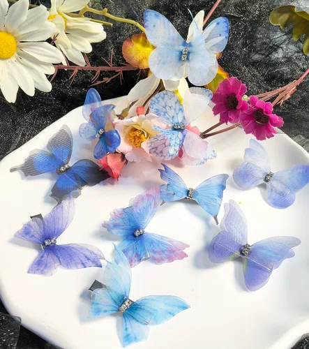 Miniatura 2 de Clip de mariposa para decoración del cabello, pinzas para el cabello de mariposa en movimiento para niñas (Bule-10PCS)