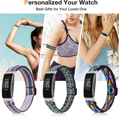 Miniatura 5 de Bandas elásticas compatibles con Fitbit Inspire 2 / Inspire HR/Inspire, correa de nailon elástico suave ajustable Solo Loop Correa de repuesto
