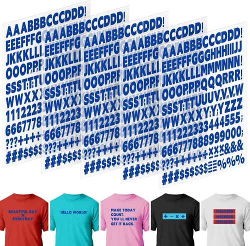 Miniatura 13 de 10 hojas 1660 piezas letras y números termoadhesivos para ropa, letras de vinilo termoadhesivas blancas de 1 pulgada con letras de transferencia