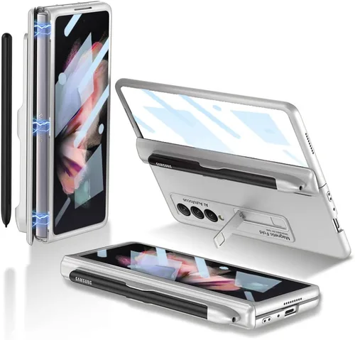 Miniatura 9 de Funda protectora de pantalla para Samsung Galaxy Z Fold 3 de 0.18 oz, protección completa de 360 grados, con protector de pantalla de vidrio Negro