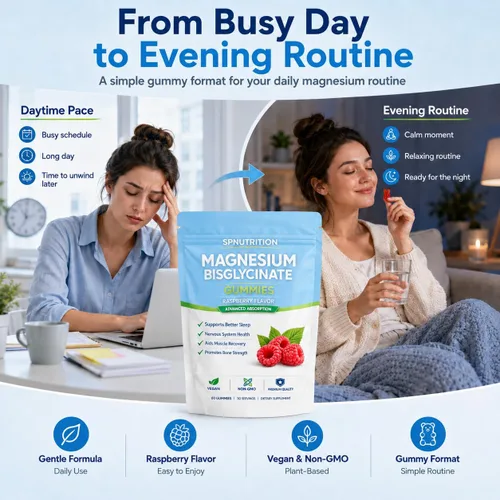 Miniatura 6 de Spnutrition - Gomitas de bisglicinato de magnesio con 400 mg de quelato de bisglicinato de magnesio, sal marina, polvo de fruta de frambuesa, mejora
