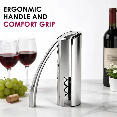 Miniatura 3 de KAYCROWN Abridor de vino, sacacorchos de palanca vertical de acero inoxidable con cortador de lámina, espiral extra y caja de regalo premium