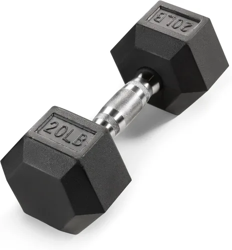 Miniatura 12 de Marcy - Mancuerna hexagonal de goma clásica con agarre estriado para entrenamiento de fuerza y culturismo, 5 libras - 50 libras, mancuerna
