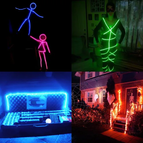 Miniatura 3 de Tira de luces LED con pilas, tira de luces LED RGB con mini controlador, impermeable, tira de luces LED con batería, luces LED que cambian