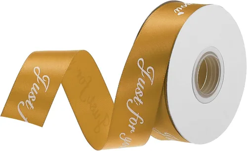 Miniatura 15 de MECCANIXITY Cinta de satén de 1 pulgada de ancho Just for You, cinta de grogrén personalizada de San Valentín de 25 yardas para envolver regalos