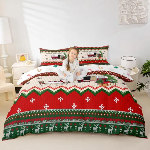 Miniatura 10 de Juego de funda de edredón para niños de Feliz Navidad, tamaño King, juego de ropa de cama de pingüinos de dibujos animados, animales árticos