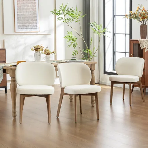 Miniatura 27 de YOUNIKE Silla de comedor con respaldo alto, silla única de cocina estilo moderno de mediados de siglo, silla acentuada sin brazos de tela bouclé