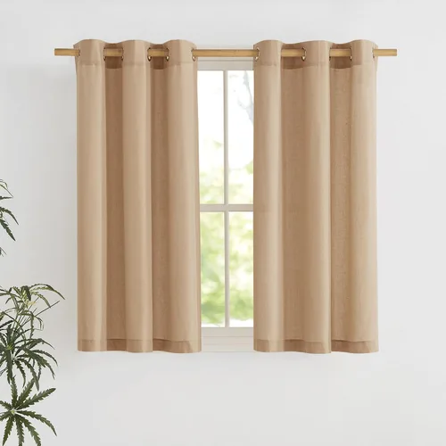 Miniatura 183 de NICETOWN Cortinas de lino natural con textura de lino para dormitorio, mezcla de lino rústica con ojales en la parte superior, semitransparentes