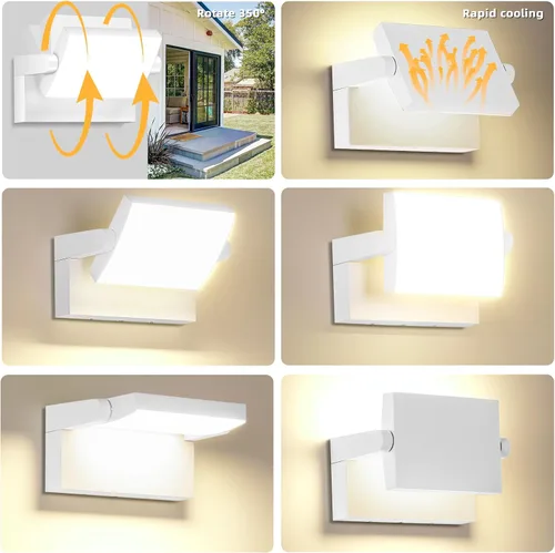 Miniatura 3 de 3Pack de luces de pared LED para exterior de 40W, luces de inundación blancas de 350° de rotación, lámpara de iluminación exterior comercial