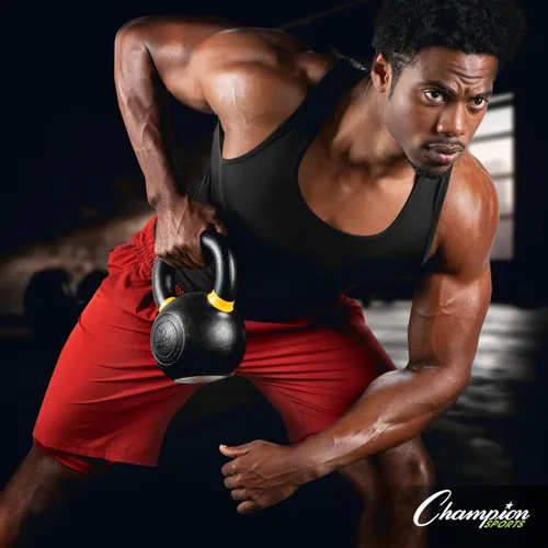 Miniatura 7 de Champion Sports Rhino Fitness Iron Kettlebells - Full Body Powder Coated - Textured for Improved Grip - Color Coded Handles