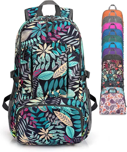 Miniatura 18 de G4Free Mochila de senderismo plegable ligera 40L, mochila de viaje impermeable Verde militar