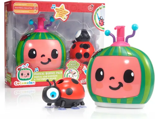 CoComelon Toys Musical Buddies | Dispensador de jabón cantante y soporte para cepillo de dientes para cantar | Juguete de aprendizaje preescolar con