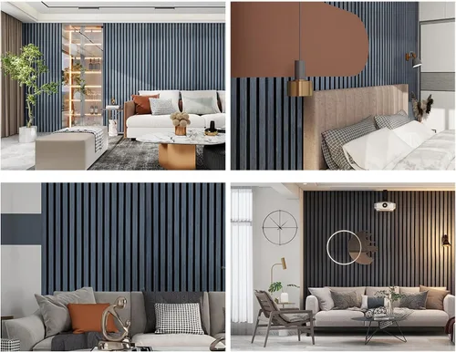 Miniatura 5 de Paneles de Pared de Listones de Madera Acústica Acanalados con Absorción de Sonido 3D Paneles de Pared para Decoración de Pared Interior Panel