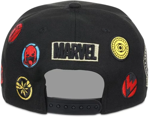 Miniatura 4 de Marvel 60th Anniversary Comic UV ajustable Snapback Flat Bill Cap negro