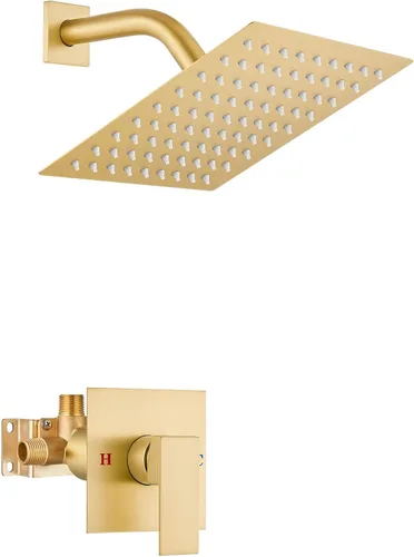 Miniatura 15 de Airuida Juego de grifo de ducha para baño, sistema de ducha de lluvia de acero inoxidable SUS304, mango único con roscas macho, válvula de Níquel