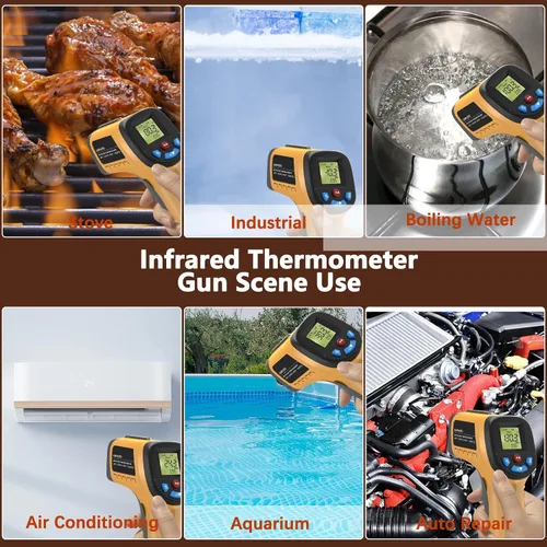 Miniatura 3 de Termómetro infrarrojo láser pistola de temperatura, termómetro digital IR para cocinar, carne, alimentos, horno de pizza, parrilla, pistola de calor