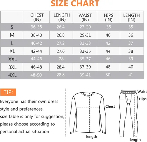 Miniatura 3 de SIMIYA Thermal Underwear Set for Men Long Johns with Fleece Lined
