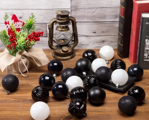 Miniatura 78 de AMS Esferas de Navidad de 2.36 pulgadas/60mm, 34 unidades, adornos grandes, decoraciones para fiestas, inastillables, colgantes festivos para Negro