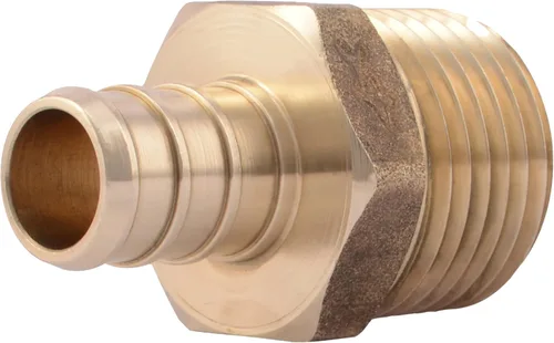 SharkBite - Adaptador macho MNPT de 1/2 pulgada con crimpado, accesorio de fontanería de latón, tubo PEX, cobre, UC120LFA