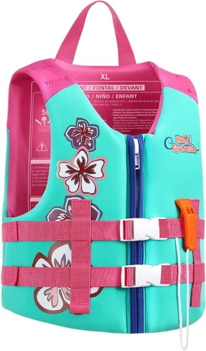 Miniatura 10 de HeySplash Chaleco de natación para niños pequeños, chaqueta de natación para niños de 30-50/50-80 libras, chaleco flotante para niños con correa