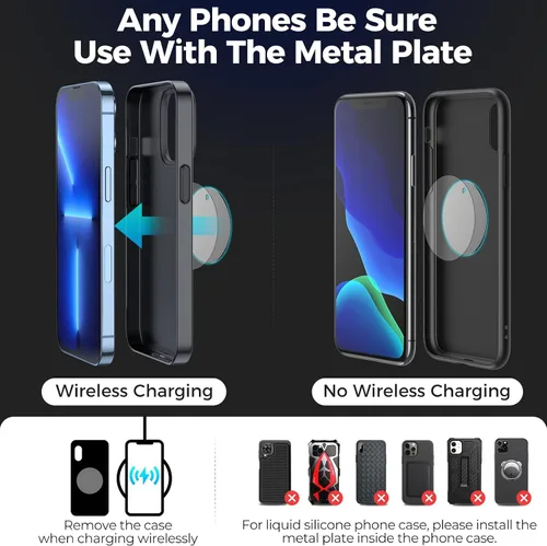 Miniatura 6 de Soporte magnético para teléfono de metal para automóvil, multifuncional, 6 imanes, soporte de teléfono celular, doble rotación de 360°, soporte