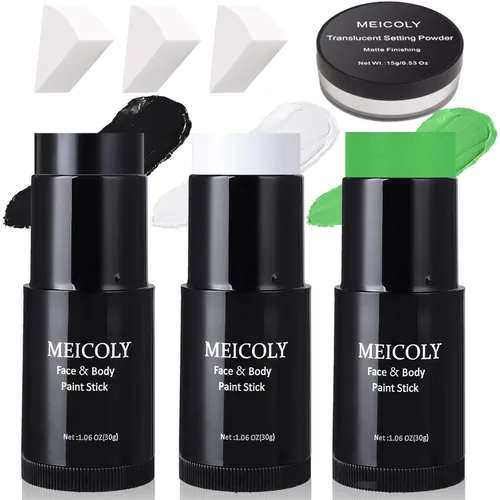 Miniatura 10 de MEICOLY Barra de Pintura Facial y Corporal Naranja (29.99 g), Crema para Cara de Halloween, Efectos Especiales SFX de Calabaza y Tigre, Negro