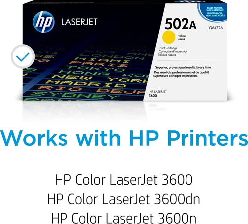 Miniatura 2 de HP Cartucho de tóner amarillo original 502A Funciona color LaserJet serie 3600 Q6472A