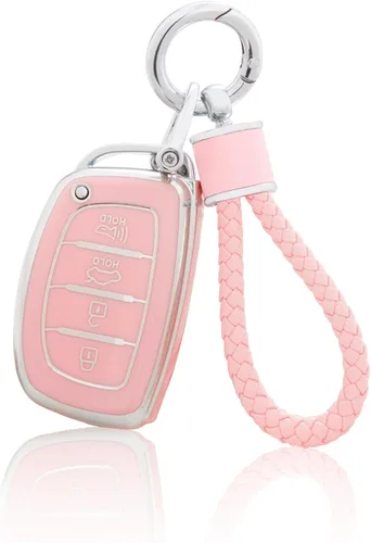 Miniatura 26 de YO&YOYE Funda para llavero Ford con llavero, funda de TPU suave rosa para F150 Explorer Mustang Edge Lincoln MKZ MKX MKC