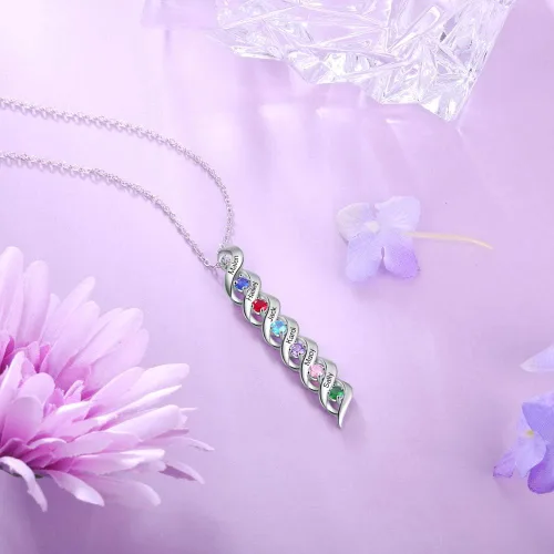 Miniatura 18 de Gemszoo Personalized Twisted Name Necklace with Simulated Birthstones Mother Daughter Pendant Gifts for Women Mom Grandma