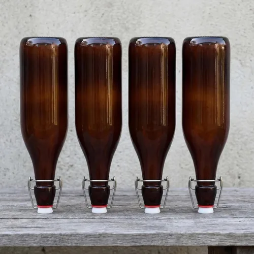 Miniatura 6 de Aoriher 12 botellas de vidrio ámbar de 25 onzas, botellas de vidrio con tapa abatible con tapas herméticas para cerveza casera, extracto