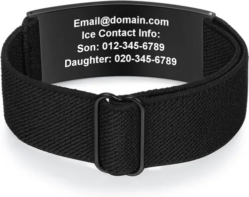 Miniatura 4 de Lam Hub Fong Brazalete de alerta médica de emergencia personalizado - Grabado gratuito, se envía al día siguiente, acero de titanio que no se