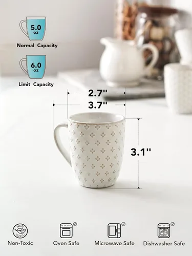 Miniatura 3 de LE TAUCI Tazas de café de 6 onzas, taza Demitasse de cerámica, tazas de café pequeñas para doble chupo, café con leche, capuchino, lungo, tazas