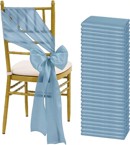 Miniatura 20 de fani 60 cintas de satén negras de 7 x 108 pulgadas para silla, fundas universales para silla, bodas, fiestas de cumpleaños, celebraciones, hoteles