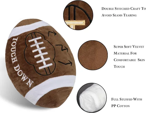 Miniatura 3 de GiftExpress Almohada de fútbol de felpa de 12 pulgadas, juguete suave de peluche, decoración de sala de juegos, cojín temático de fútbol para niños