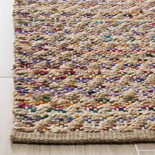 Miniatura 4 de SAFAVIEH Alfombra de área de 8 x 10 pies – Colección Cape Cod – Grande – Rojo y natural, yute trenzado hecho a mano, ideal para sala de estar