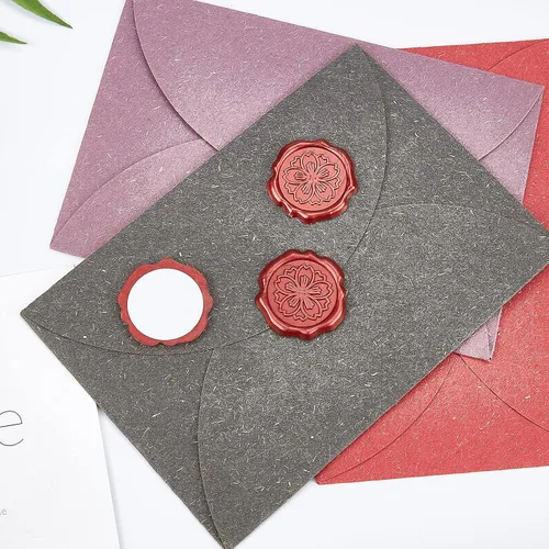 Miniatura 3 de CRASPIRE Calcomanías autoadhesivas de cera, diseño de flores de cerezo, 25 unidades, sellos decorativos, sobre rojo vino para decoración de boda