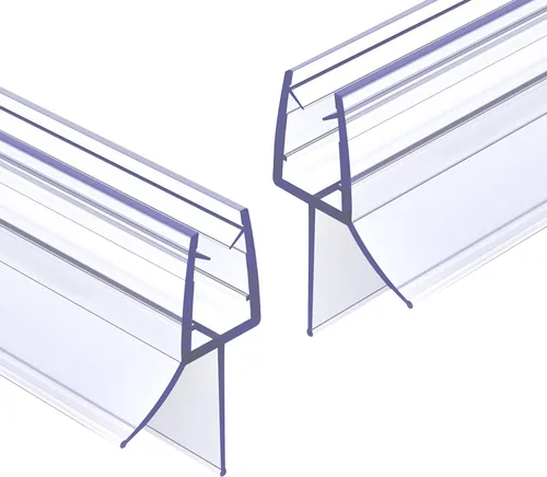 Miniatura 8 de Sello inferior de puerta de ducha con barrido, paquete de 2, tiras transparentes de PVC de 39 pulgadas de longitud para puerta de vidrio sin marco