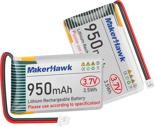 Miniatura 8 de MakerHawk Batería LiPo de 3.7 V 950 mAh recargable 1S 3C batería de polímero de litio con placa de protección cinta de goma aislada, enchufe micro