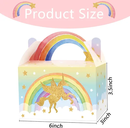 Miniatura 2 de Tevxj Paquete de 12 cajas de regalo de unicornio para fiesta, cajas de regalo de unicornio, suministros de fiesta, bolsas de cumpleaños, bolsa