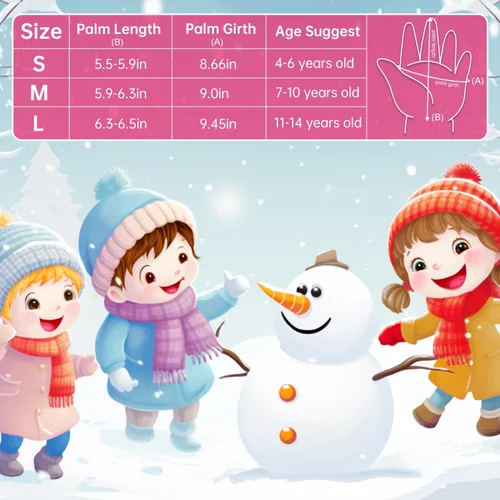 Miniatura 6 de ThxToms Guantes de invierno para niños, impermeables, guantes de nieve para niños y niñas, clima frío, deportes al aire libre, snowboard, bicicleta
