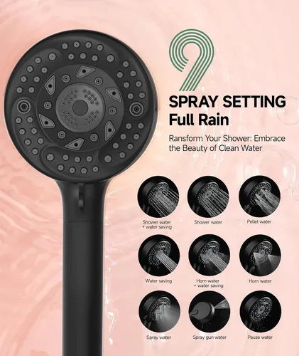 Miniatura 4 de SunCleanse Cabezal de ducha filtrado con mango portátil, cabezal de ducha desmontable de 9 configuraciones de rociado con filtros, cabezal de ducha