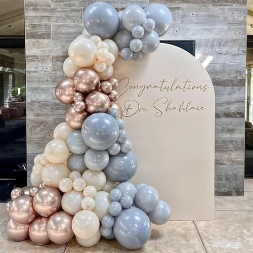 Miniatura 8 de HILAVO - Globos de color polvoriento, azul y dorado, 60 globos de 12 pulgadas, blanco arena, pizarra, azul, niebla, azul bebé, para baby shower, Oro