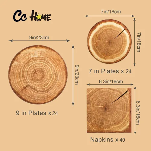 Miniatura 2 de Servilletas de papel de cumpleaños de grano de madera, vajilla desechable de madera maciza natural, suministros para fiestas, juegos de cubiertos