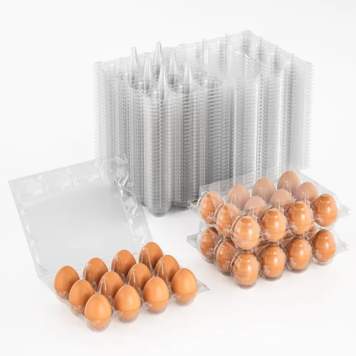 Miniatura 11 de 100 cartones de huevos baratos a granel, cartones de huevos grandes de plástico de 6 unidades, media docena de contenedores de huevos reutilizables