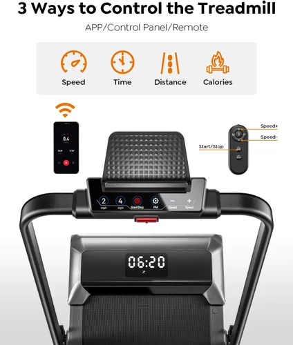 Miniatura 5 de Acezoe Caminadora Walking Pad con Inclinación, 2 en 1 Caminadoras Plegables para Casa Oficina Pequeña, 300lbs Caminadora Portátil Compacta Bajo