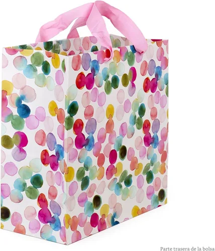 Miniatura 6 de Hallmark Bolsa de regalo cuadrada grande de 10 pulgadas (puntos de acuarela, solo para ti) para cumpleaños, día de la madre, Pascua, graduaciones