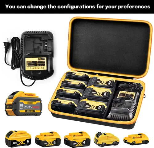 Miniatura 2 de Estuche de almacenamiento de batería extra grande para batería DEWALT 20V/60V MAX XR y cargador, caja transportadora de paquete