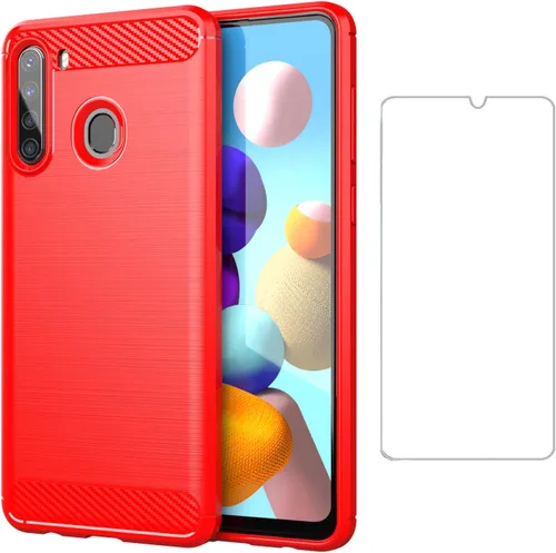 Miniatura 7 de Asuwish Funda compatible con Samsung Galaxy A21, protector de pantalla de vidrio templado y accesorios para celda, fundas delgadas de silicona suave