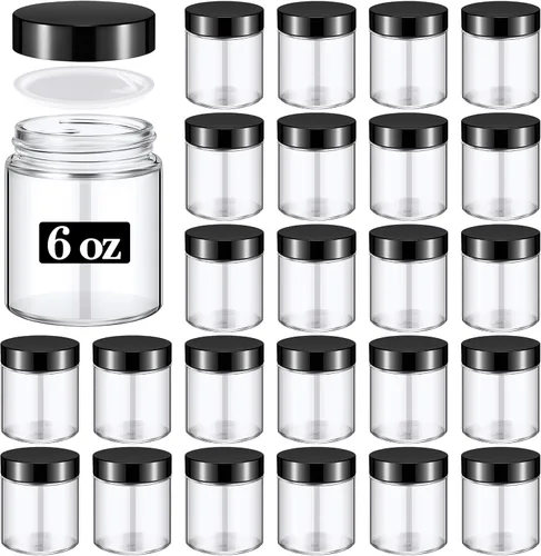 Miniatura 9 de Domensi 24 tarros de vidrio a granel de 6 onzas con tapas, a prueba de fugas, redondos, herméticos, vacíos, con forro interior, tapa para almacenar